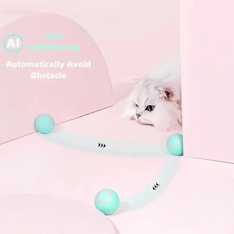 Smart Cat Rolling Ball Toys Rechargeable Cat Toys Ball Motion Ball Self-Moving Kitten Toys for Indoor Interactive Playing