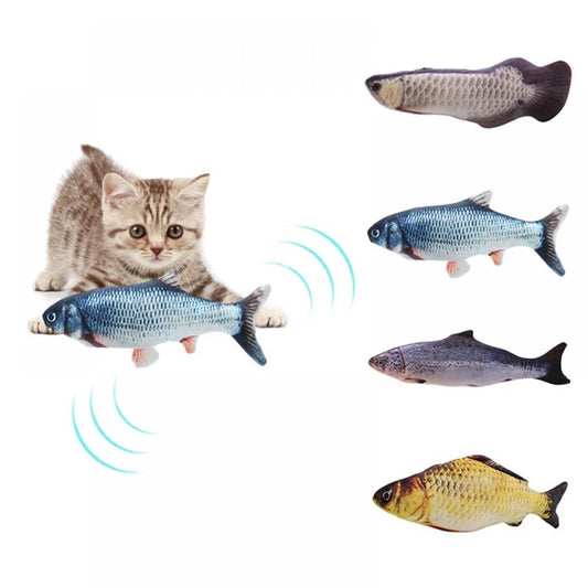 Interactive Catnip Fish Cat Toy with USB Charging Motor & Catnip, Gray