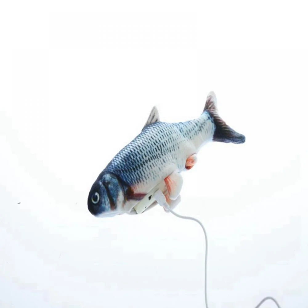 Interactive Catnip Fish Cat Toy with USB Charging Motor & Catnip, Gray